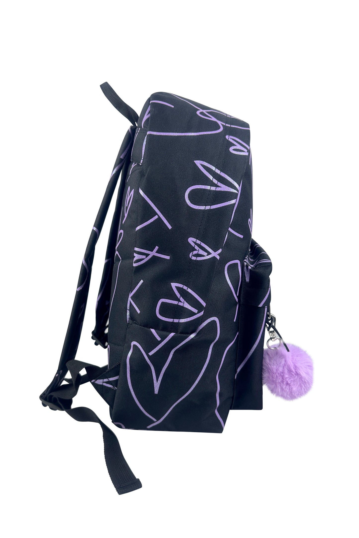 Iconic Backpack - Purple Glitter Scribble Hearts