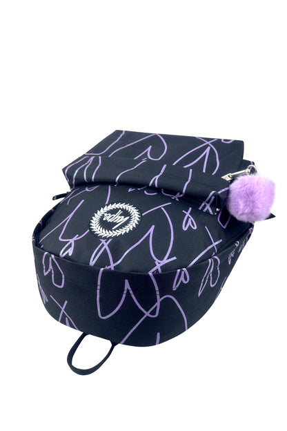 Iconic Backpack - Purple Glitter Scribble Hearts