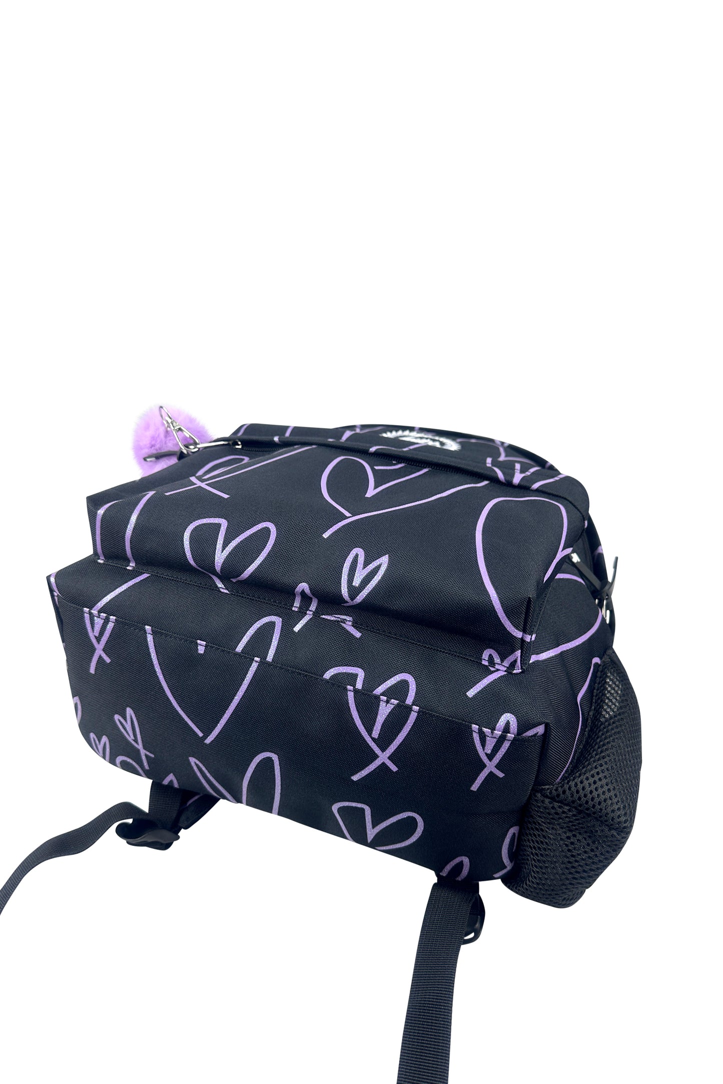 Iconic Backpack - Purple Glitter Scribble Hearts
