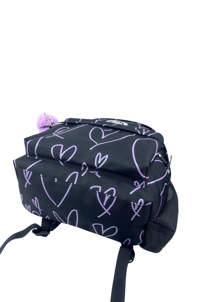 Iconic Backpack - Purple Glitter Scribble Hearts