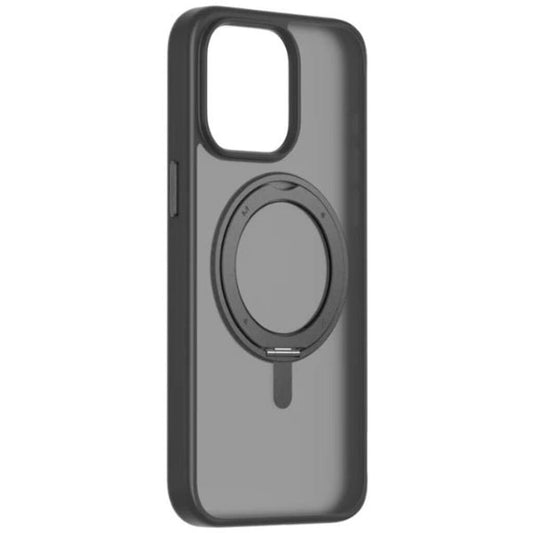 Phone case with magnetic ring holder on a white background