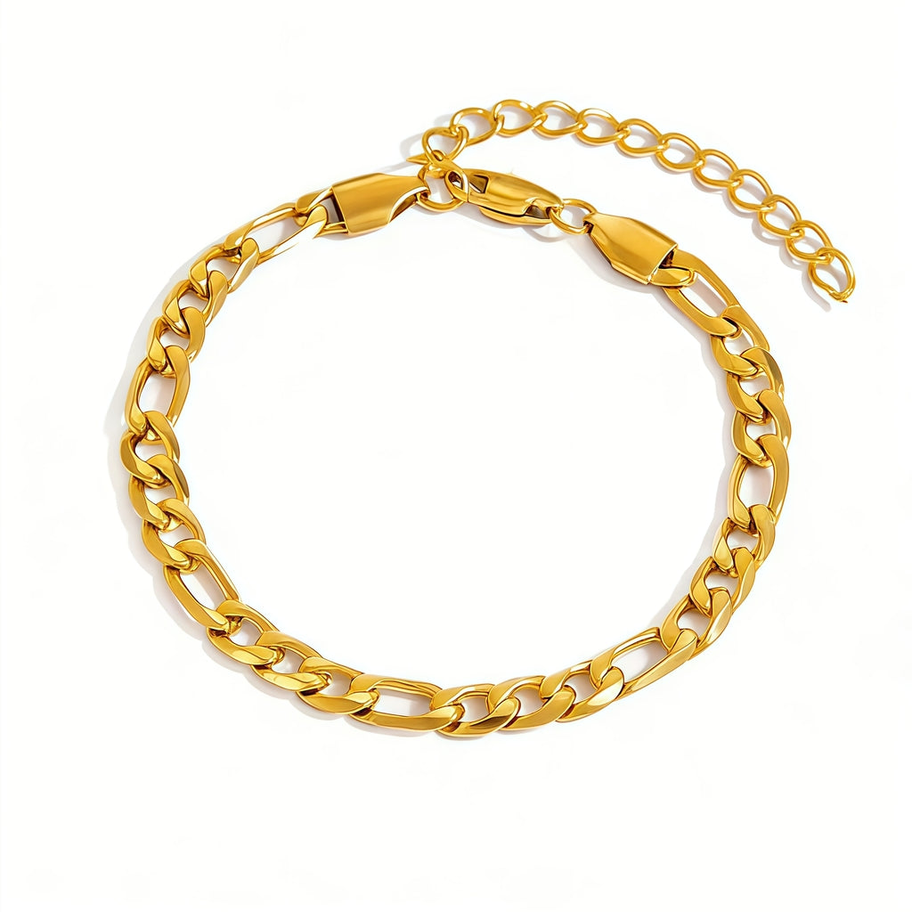 Gold chain bracelet on a white background