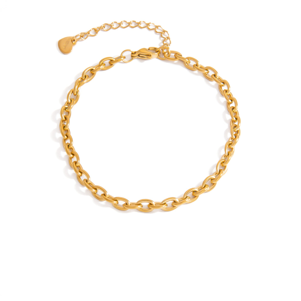 Gold chain bracelet on a white background