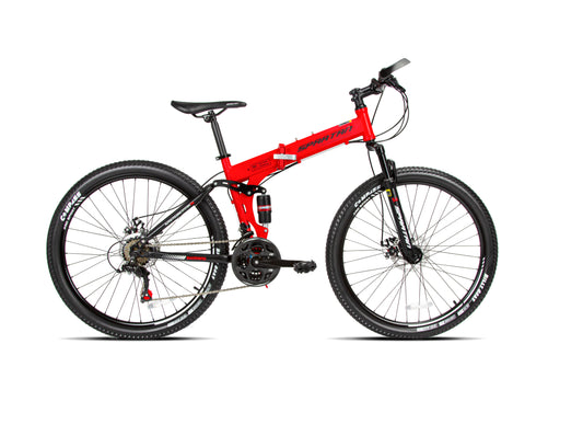 26” Alpha Dual Sus Folding Bike – Red