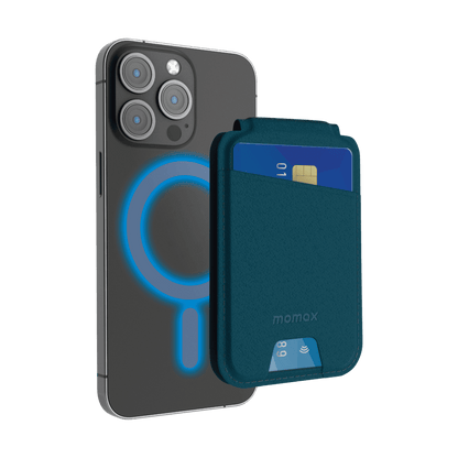 Phone case with card holder on a clear background