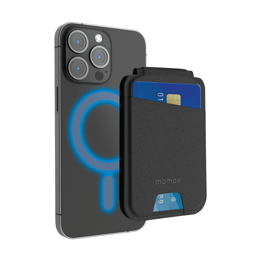 Phone case with card holder on a transparent background