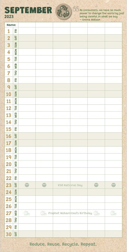 Academic Family Calendar Sept 2023 to Dec 2024  16 months