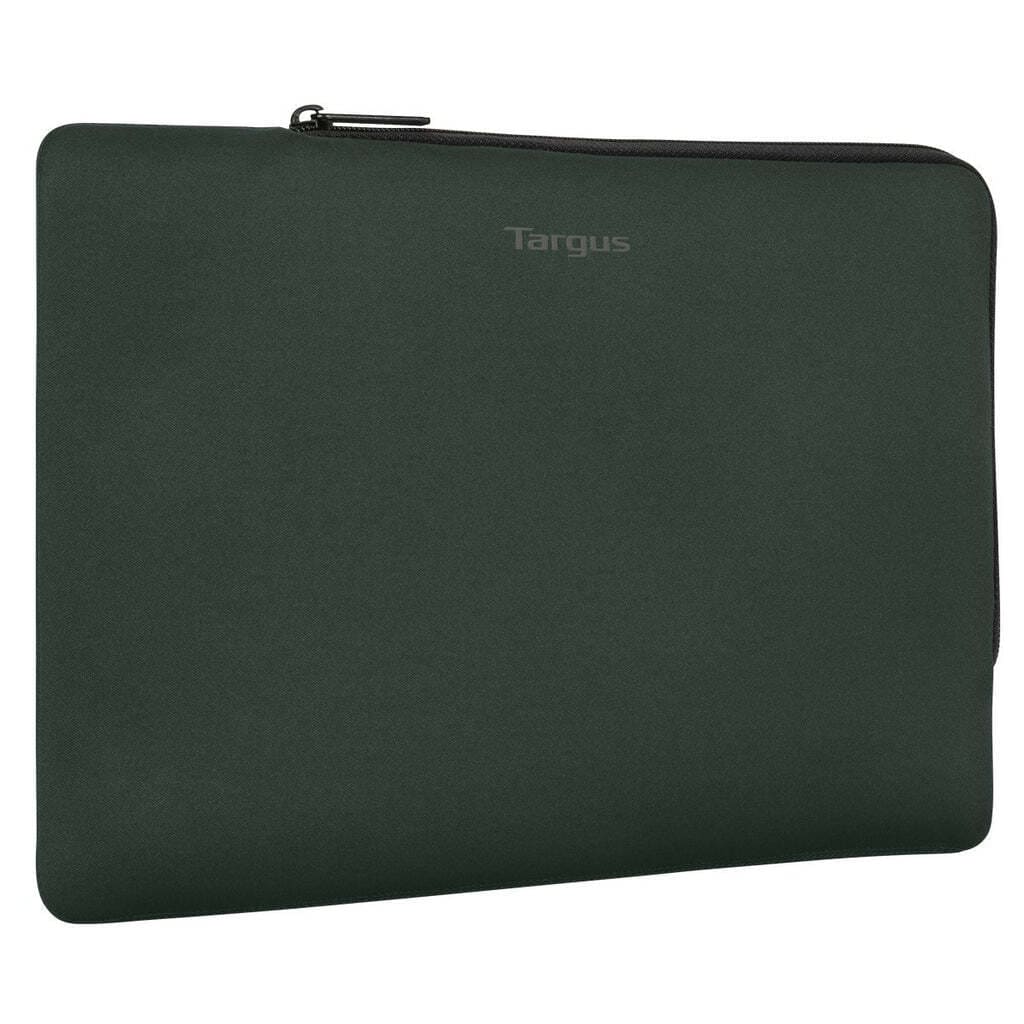 Green laptop sleeve with Targus branding on a white background