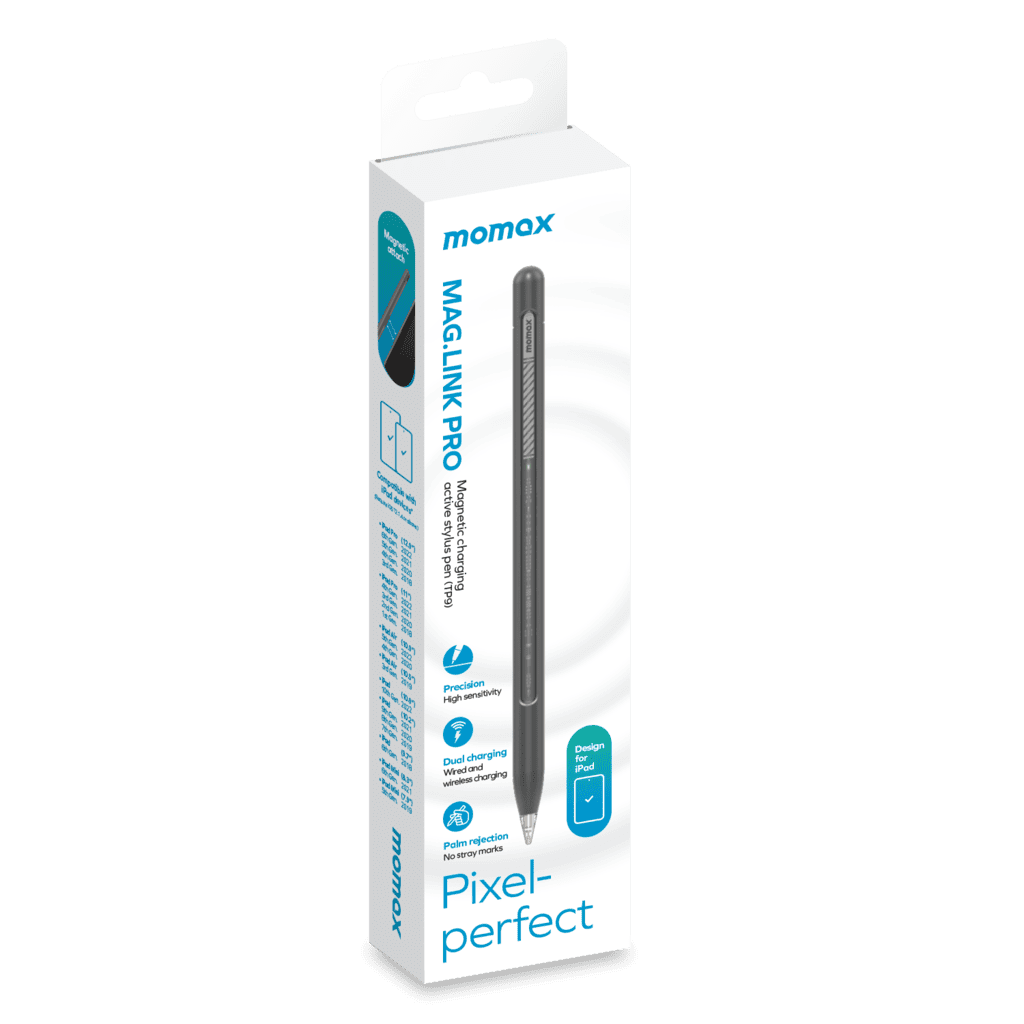 momax Mag Link Pro packaging with a stylus on a white background