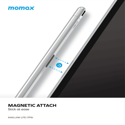 Silver phone case with magnetic attachment feature on a white background, featuring the Momax brand.
