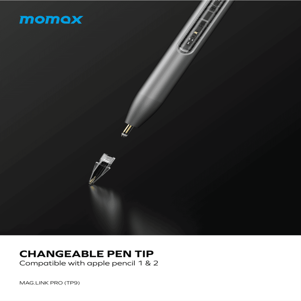 Momax changeable pen tip with a black background
