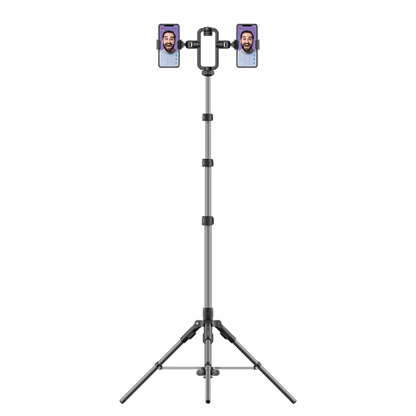 Tripod with smartphone holders on a transparent background