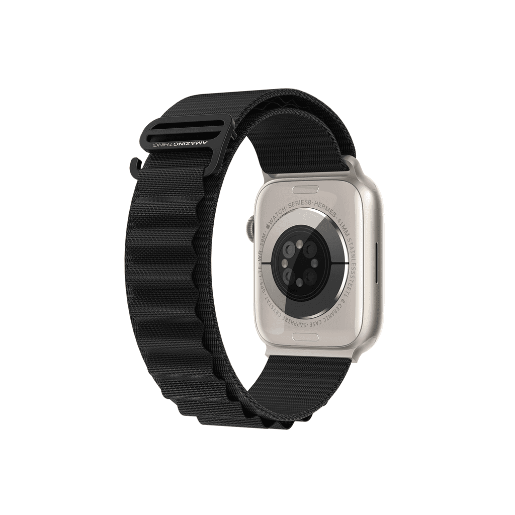Smartwatch with a black band on a white background