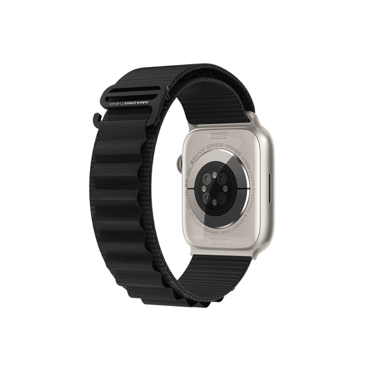 Smartwatch with a black band on a white background
