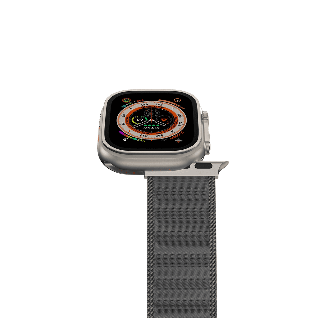 Smartwatch with a gray band on a white background
