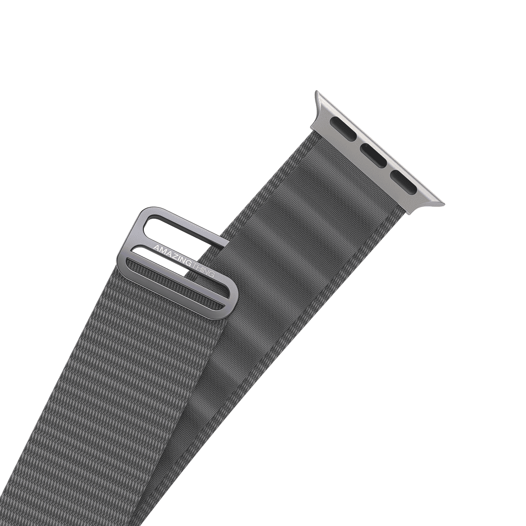Gray watch strap on a white background