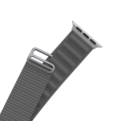 Gray watch strap on a white background
