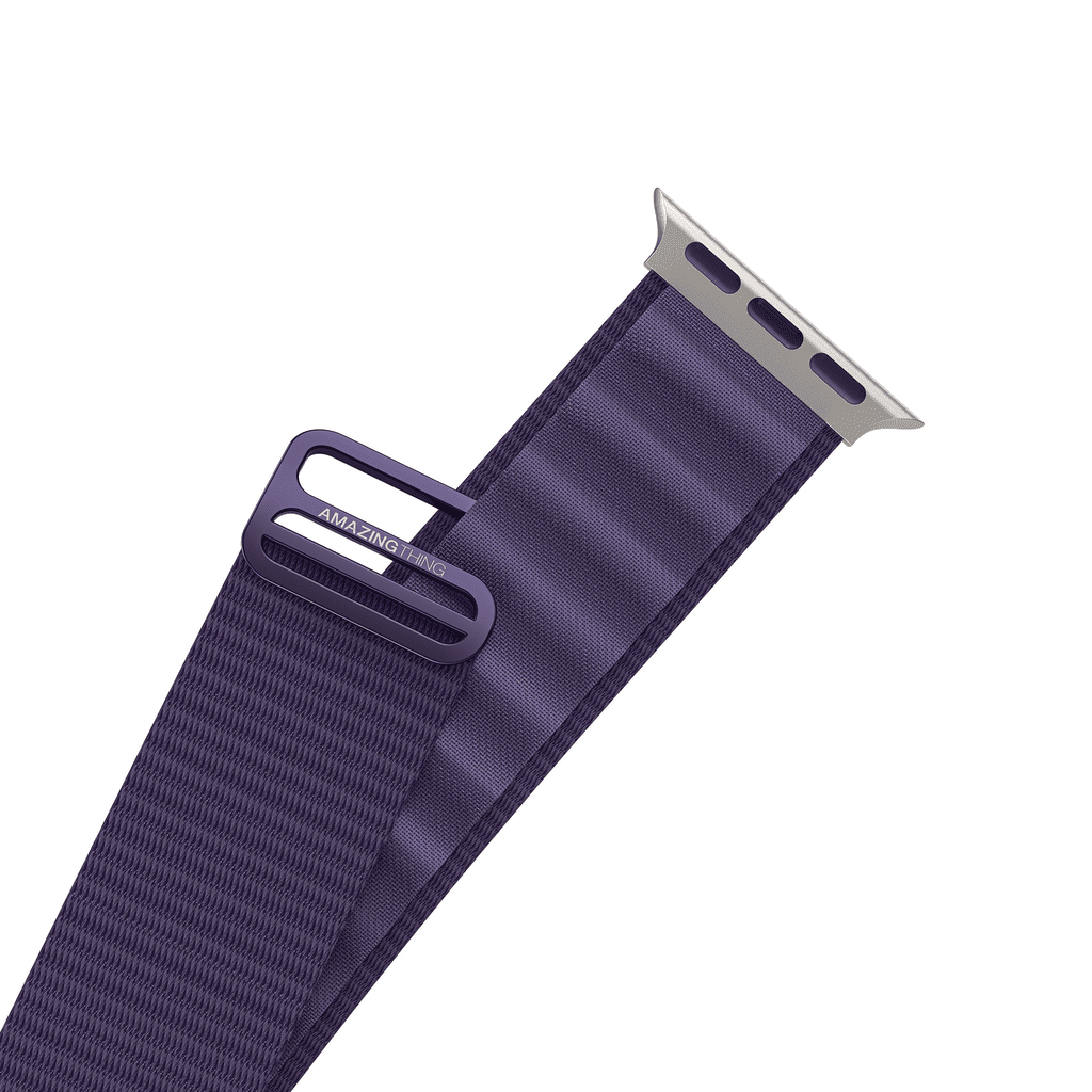Navy blue watch strap on a white background