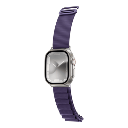 Smartwatch with a purple band on a white background