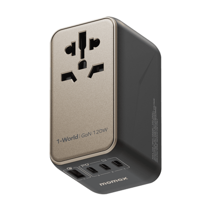 Multifunctional power adapter with multiple ports on a transparent background