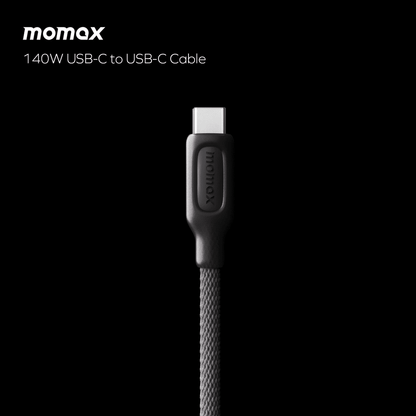Momax USB-C to USB-C cable on a black background