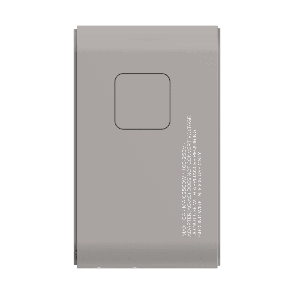 Gray power bank with text on a green background