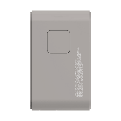 Gray power bank with text on a green background