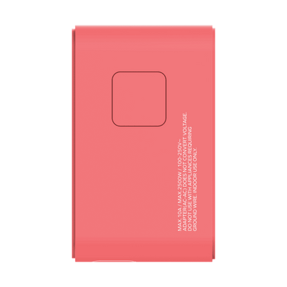 Pink power bank with text on a green background