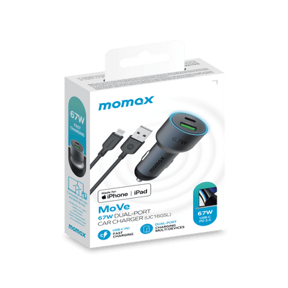 Move 67w Dual Port Car Charger with 1m A To L Cable