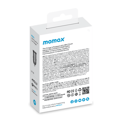 Momax product packaging box on a transparent background
