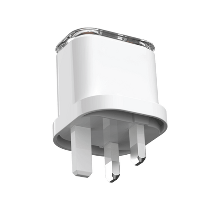 White electronic device with clear components on a transparent background