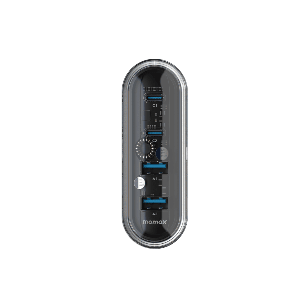 Momax power adapter on a transparent background