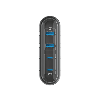 USB hub with multiple ports on a black background