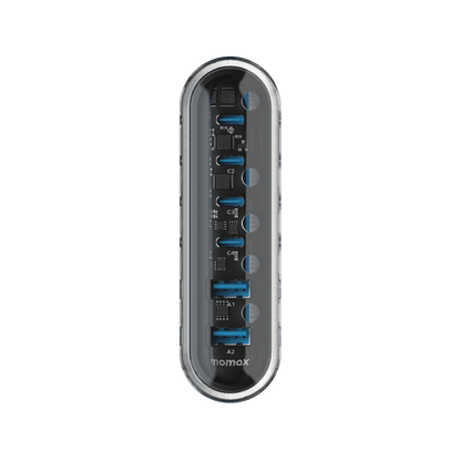 USB hub with multiple ports on a transparent background