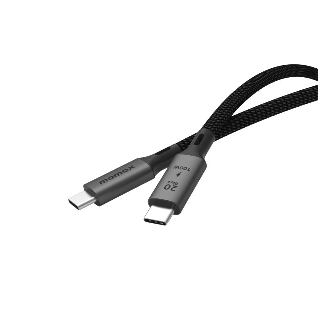 Black USB cable with two connectors on a white background
