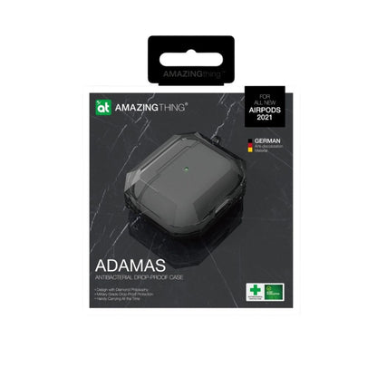 Packaging of Amazing Thing ADAMAS case for AirPods on a white background