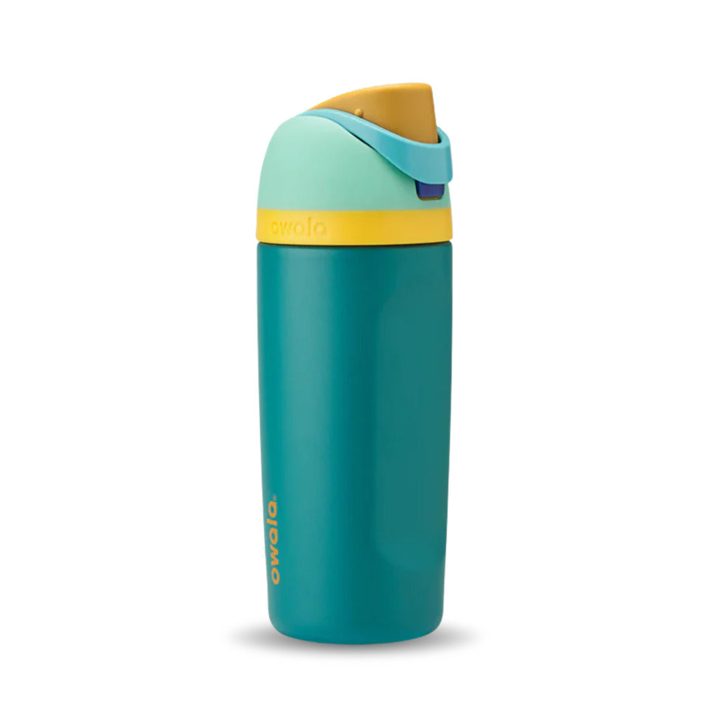 Colorful water bottle with a white background