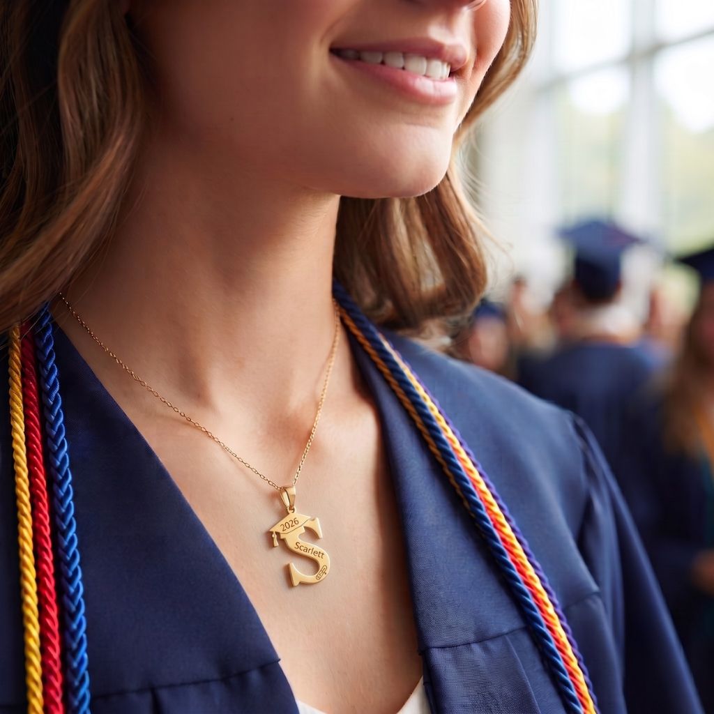 Custom Graduation Initial Necklace