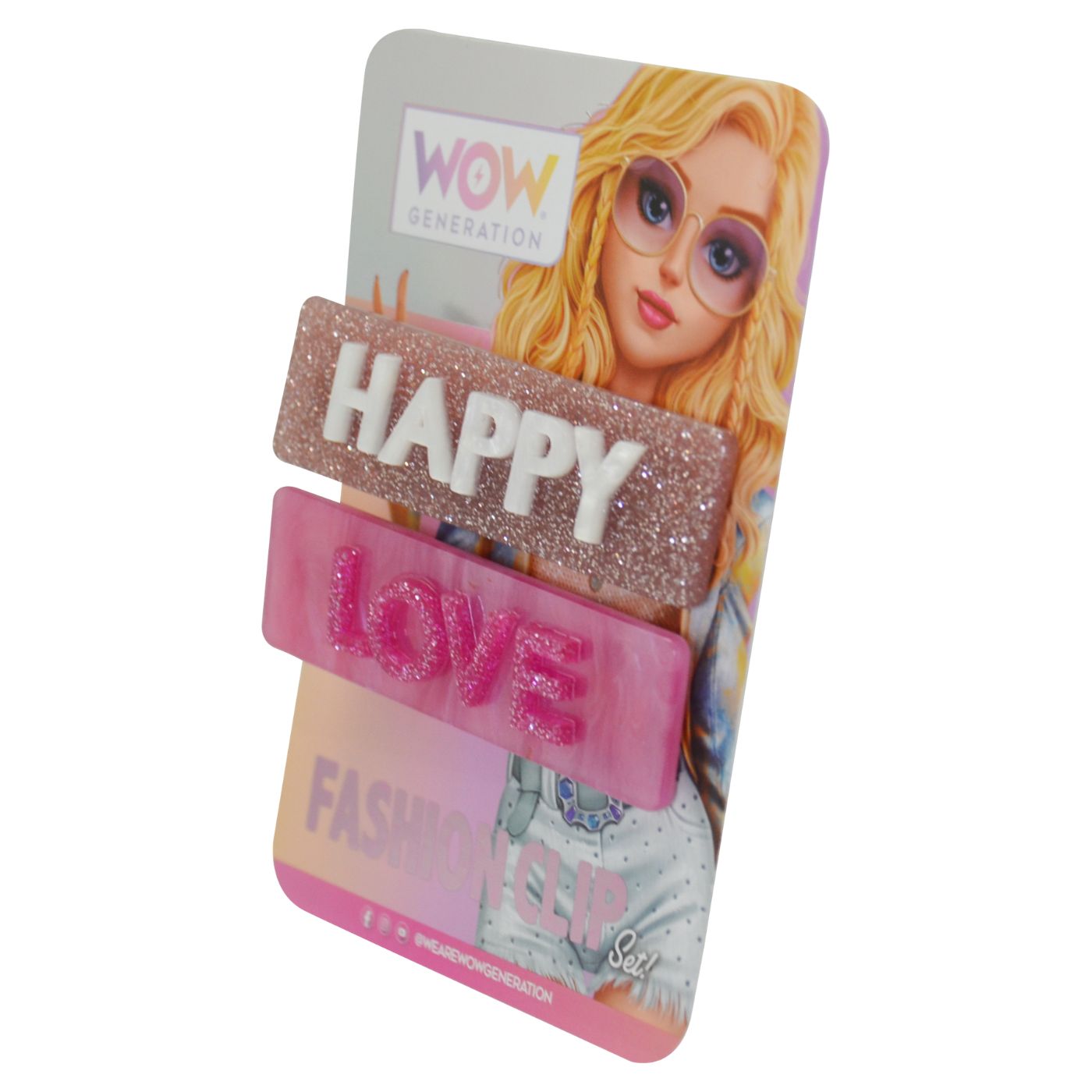 WOW Generation Hair Clips with Message - Happy/ Love