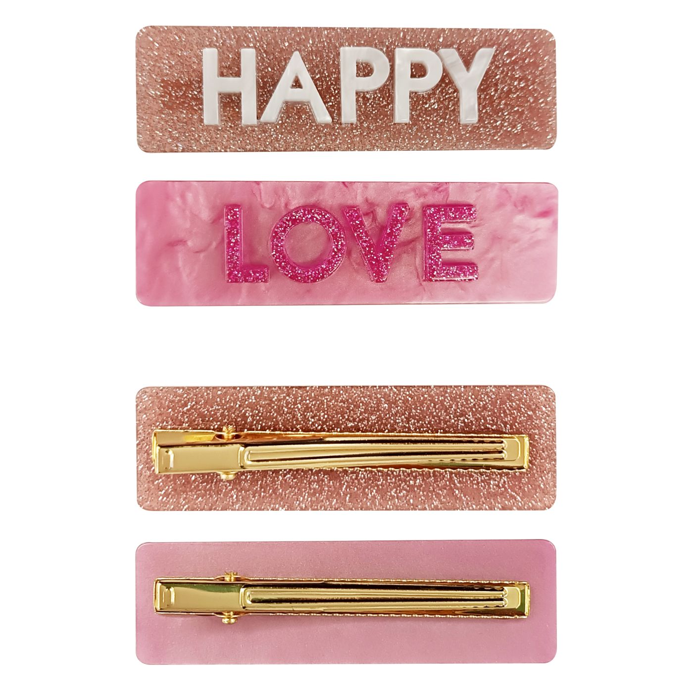 WOW Generation Hair Clips with Message - Happy/ Love