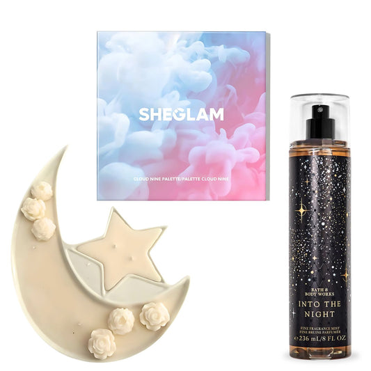 Midnight Glow Bundle Set | Into The night Mist - Crescent Moon & Star Candle - Cloud Nine Palette