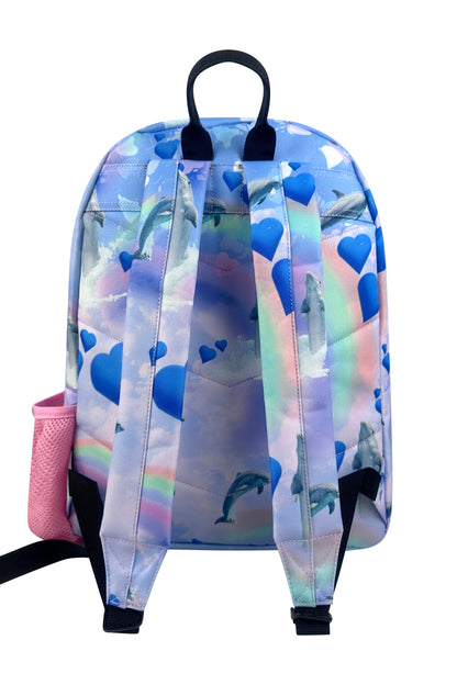 2-in-1 School Set - Rainbow Dolphin Backpack and Lunch Bag