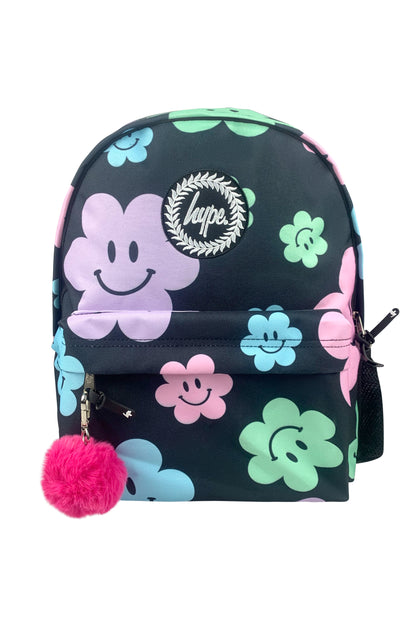 Iconic Backpack - Black Happy Flowers