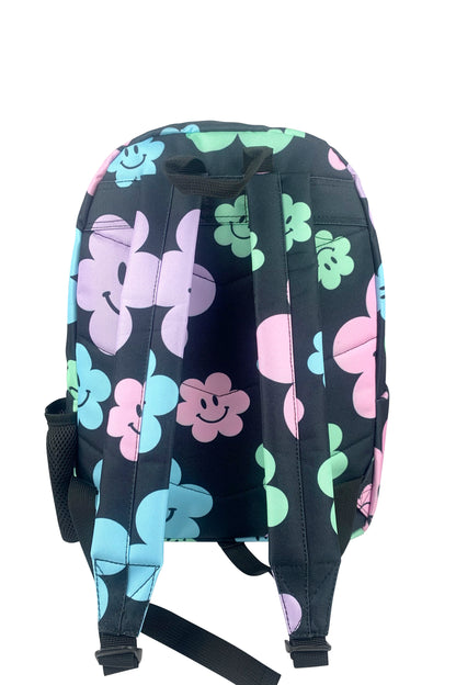 Iconic Backpack - Black Happy Flowers