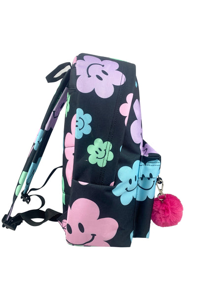 Iconic Backpack - Black Happy Flowers