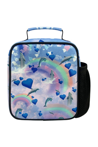 2-in-1 School Set - Rainbow Dolphin Backpack and Lunch Bag