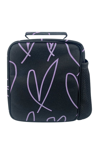 2-in-1 School Set - Purple Glitter Scribble Heart Backpack and Lunch Bag