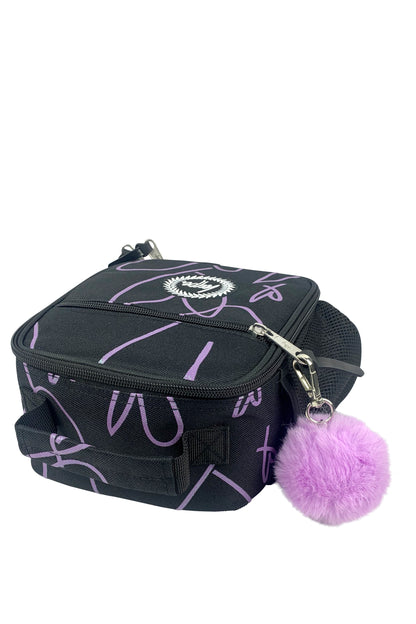 Insulated Lunch Bag - Purple Glitter Scribble Heart
