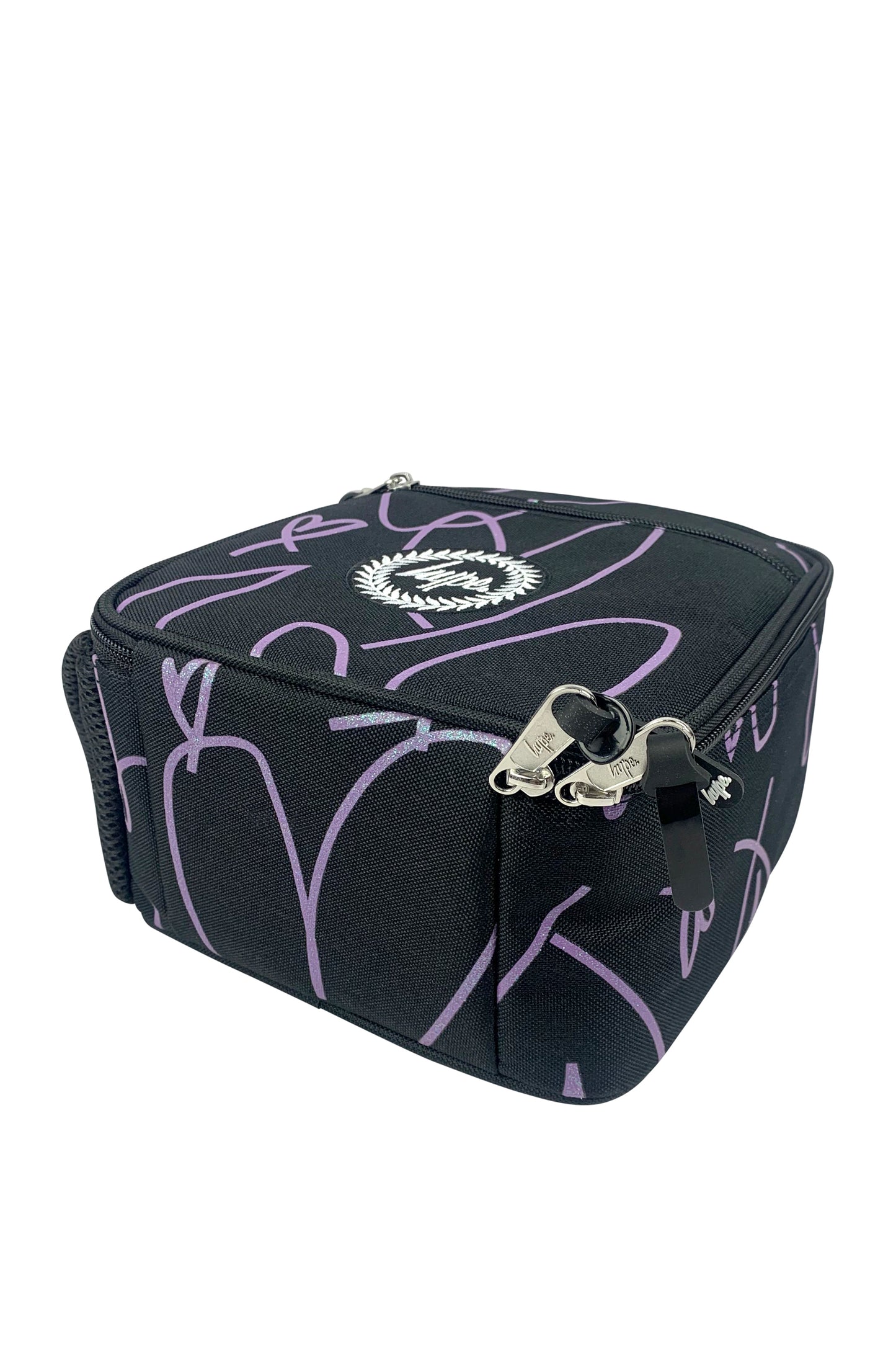 Insulated Lunch Bag - Purple Glitter Scribble Heart