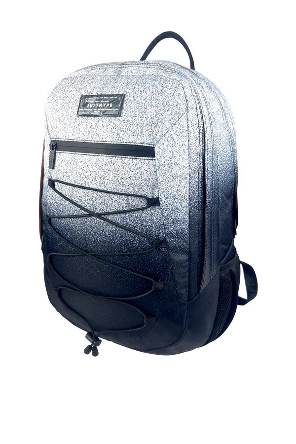 Gray and black backpack on a white background